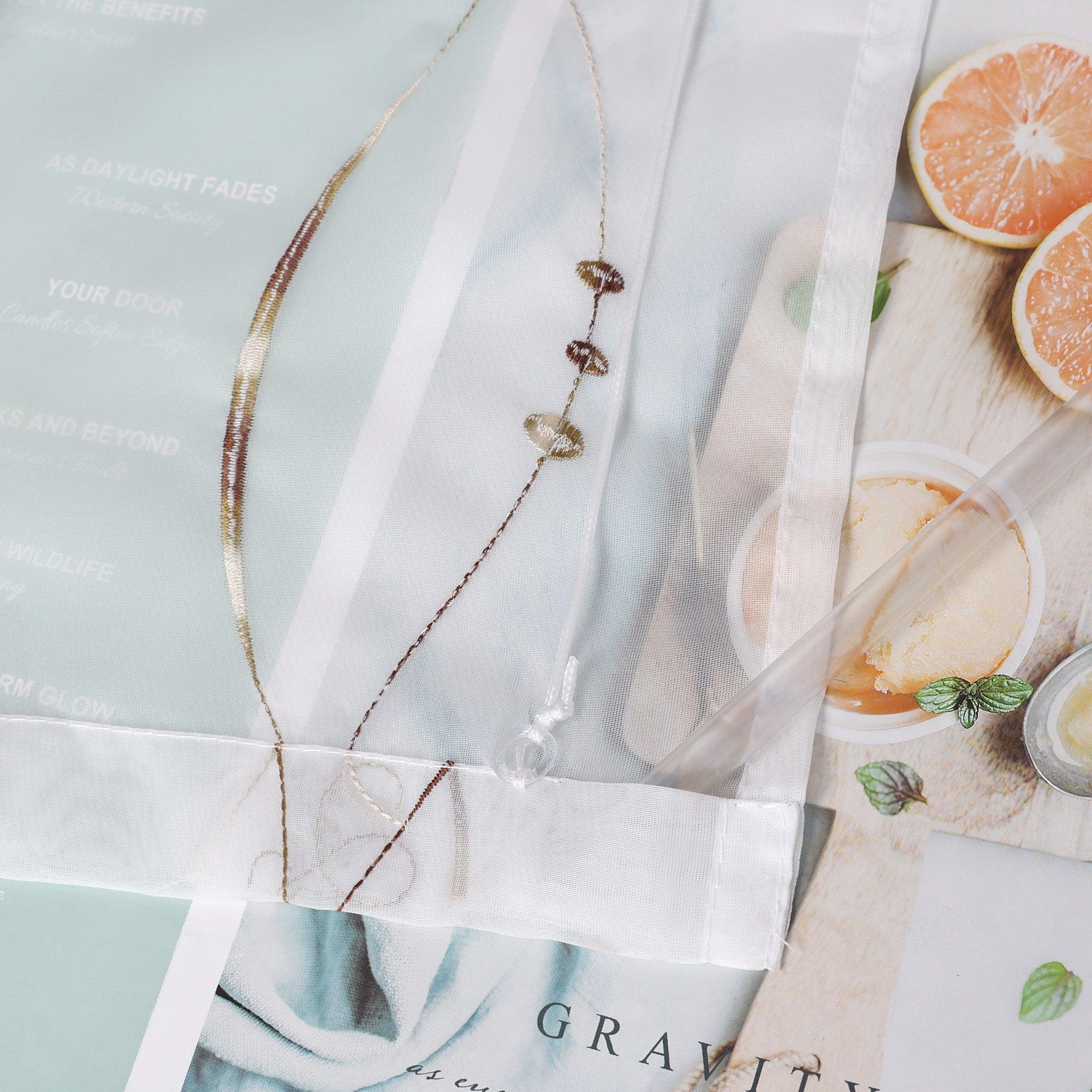 No-Drill Sheer Roman Shade with Grommets, U-Hooks and Embroidery