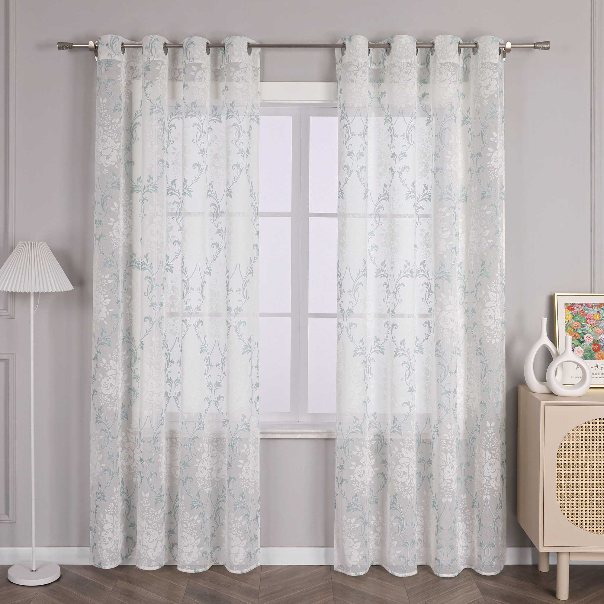 Curtain with Vine Pattern Grommet Curtain Panel 1 Piece