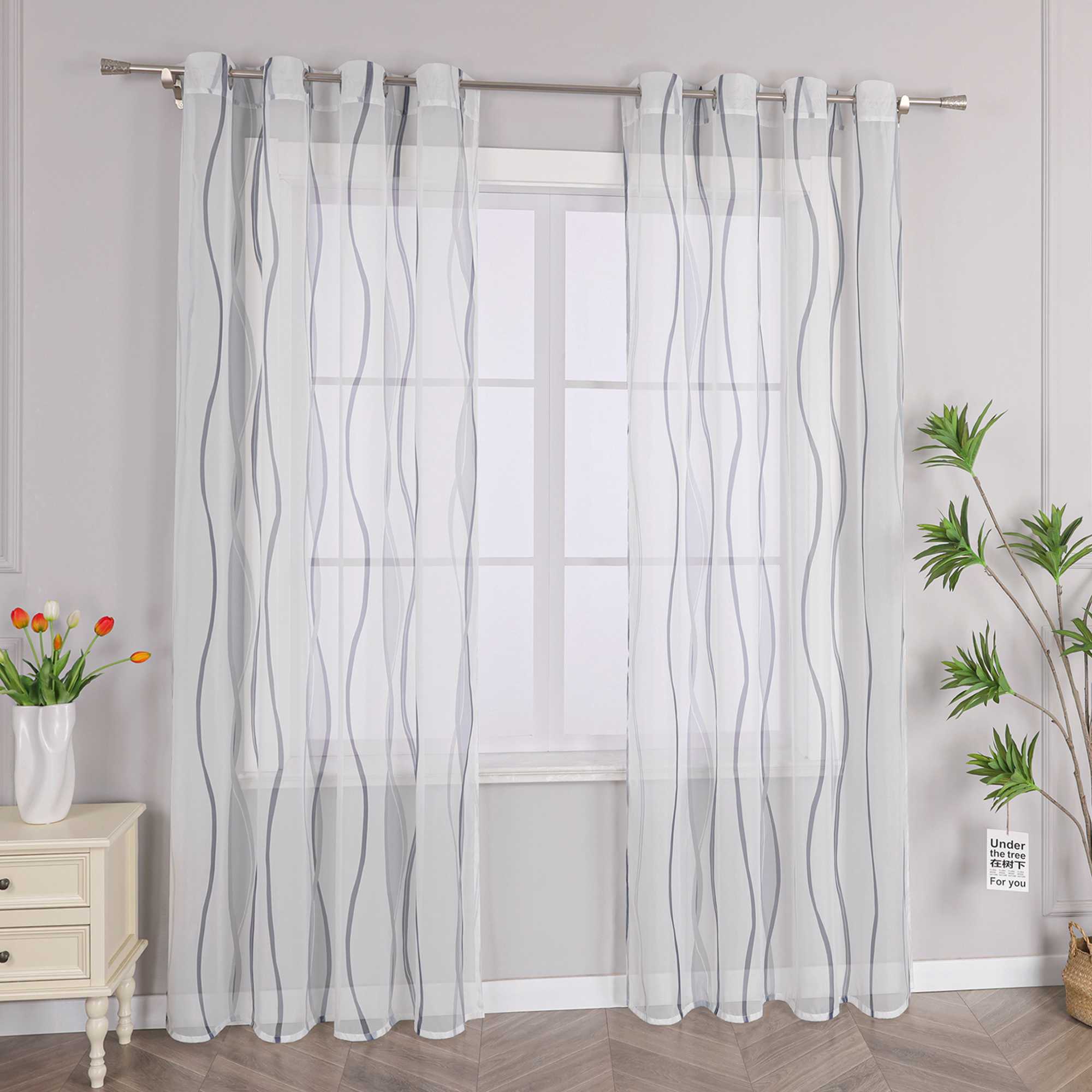 Grommet Curtain with Colorful Wave Patterns 1 Piece - Green, W x H 140 x 175cm