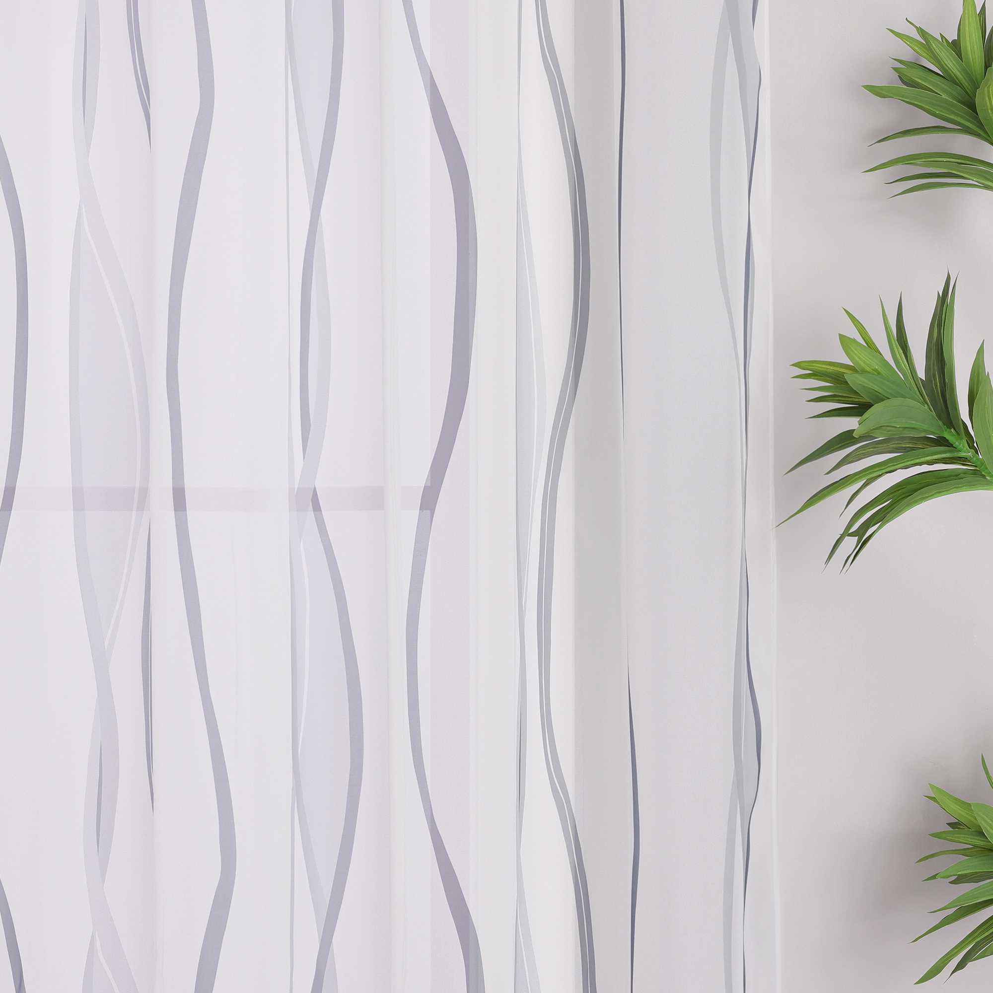 Grommet Curtain with Colorful Wave Patterns 1 Piece - Gray, W x H 140 x 145cm