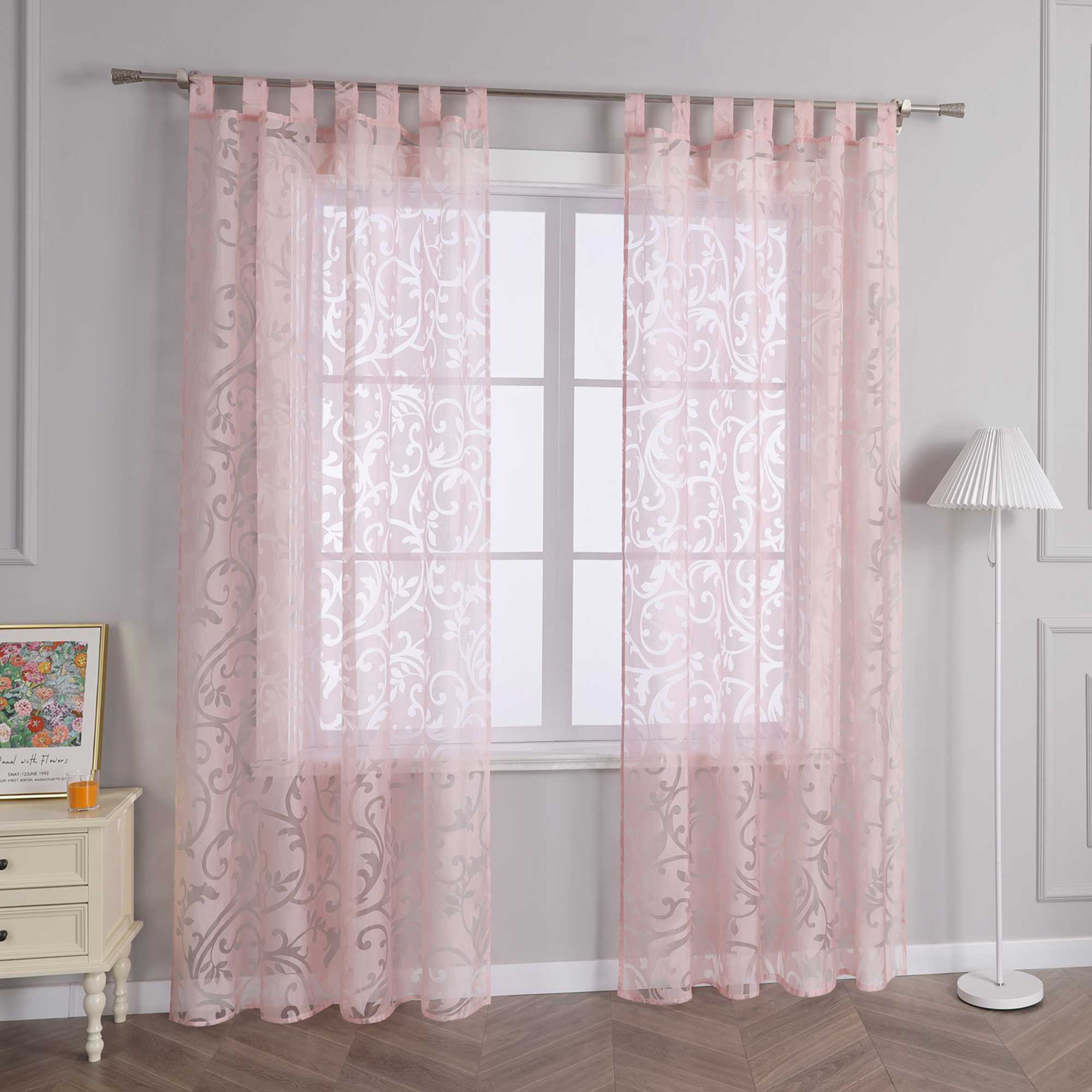 Curtains with Vine Pattern - Pink, Grommet Panel