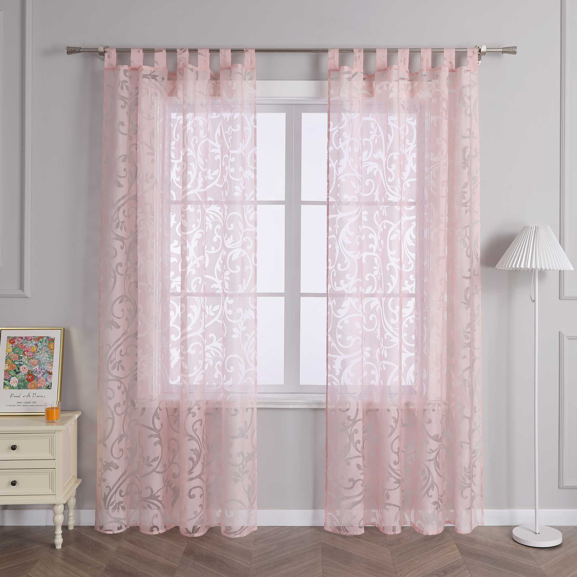 Curtains with Vine Pattern - Pink, Grommet Panel