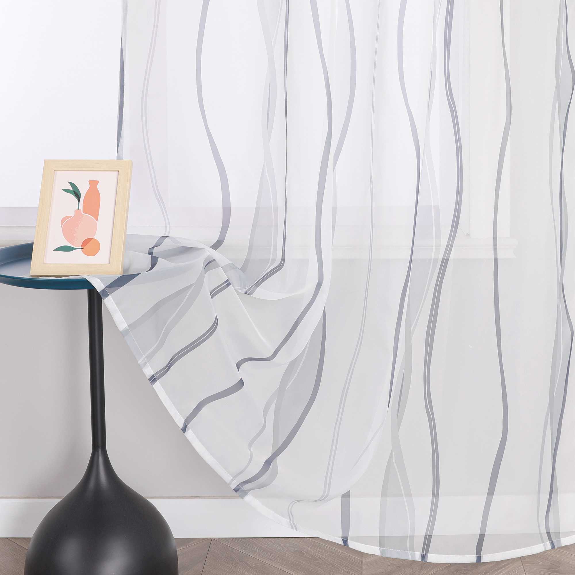 Curtain with Curtain Tape - Colorful Wave Pattern 1 Piece - Purple, W x H 140 x 245cm
