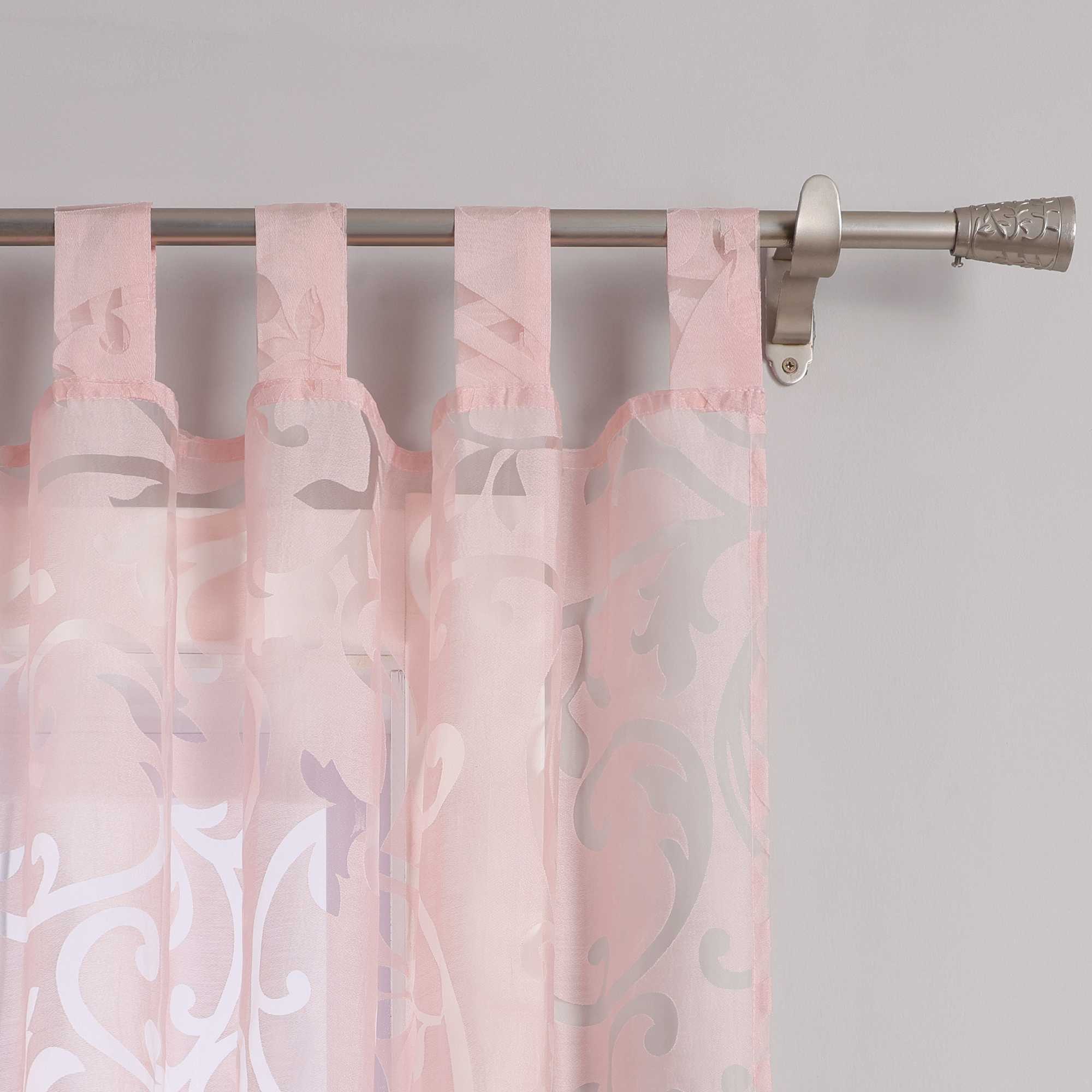 Curtains with Vine Pattern - Pink, Curtain-Tape Panel