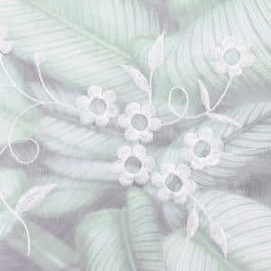 Cafe Curtain with Floral Embroidery - Green, H x W 30 x 90cm