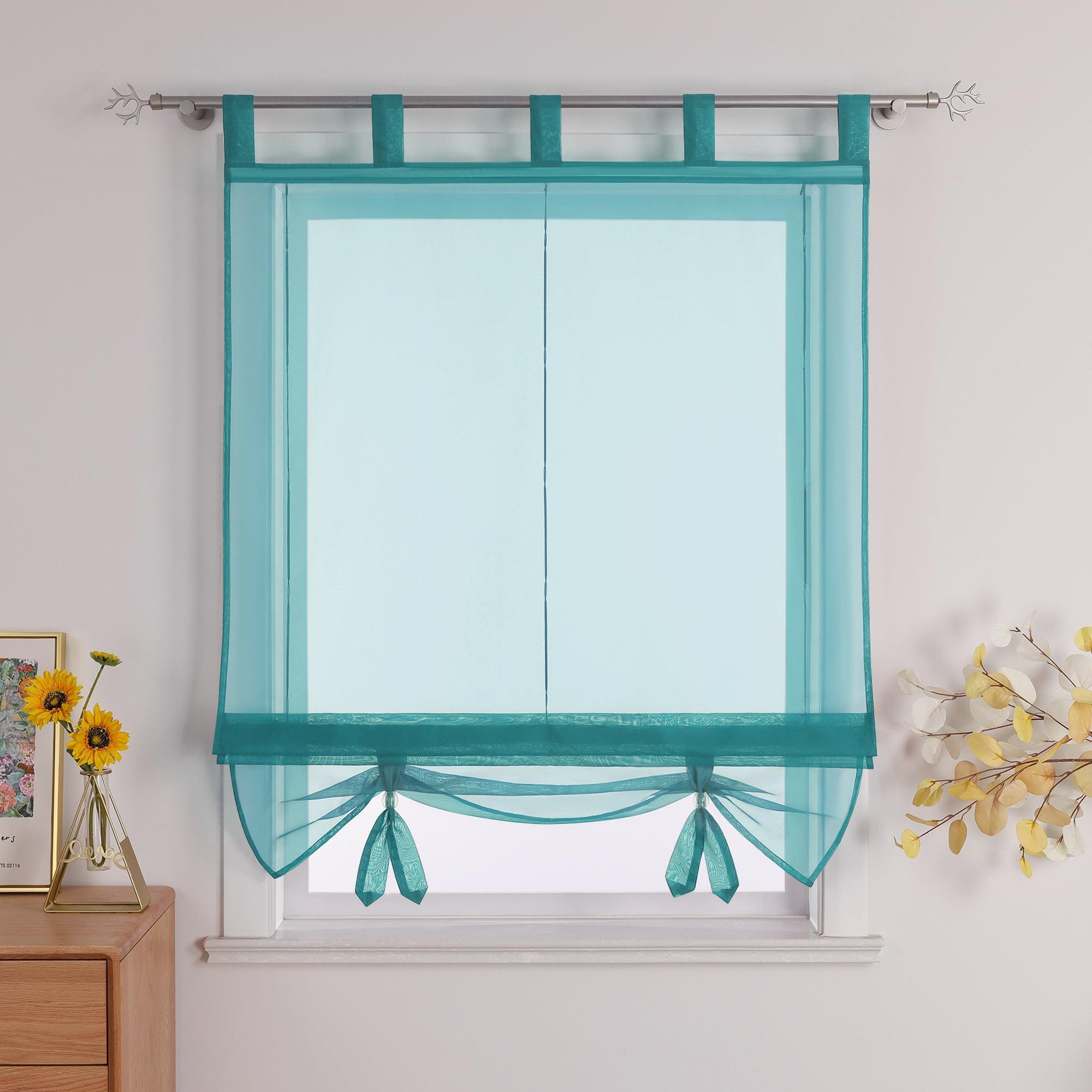 Roman Shade with Curtain Tape Sheer Window Decor Breathable 1 Piece - Green, W x H 80 x 155cm