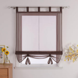 Roman Shade with Curtain Tape Sheer Window Decor Breathable 1 Piece - Brown, W x H 60 x 155cm