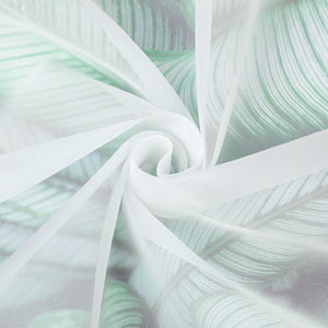 Cafe Curtain with Floral Embroidery - Green, H x W 30 x 120cm