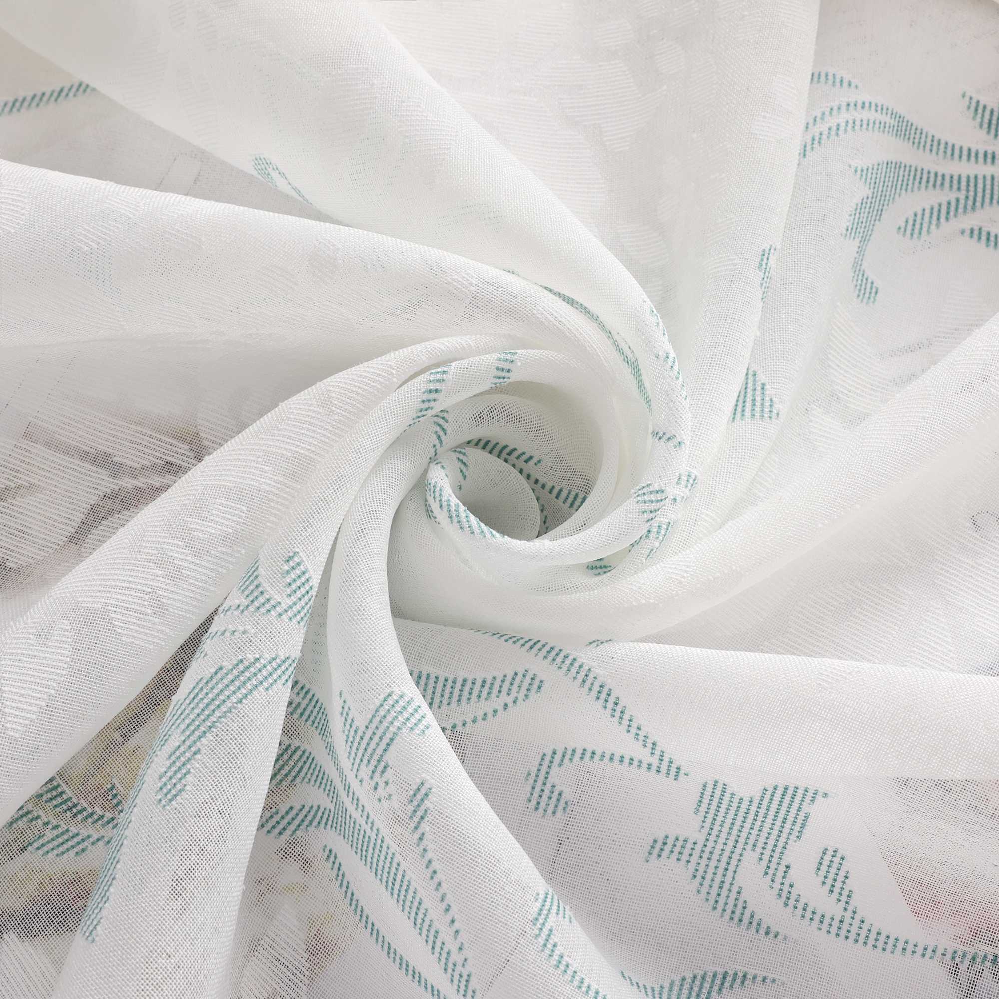 Curtain with Floral Pattern, Solid Color Lightweight Semi-Sheer