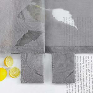Cafe Curtain Semi-Sheer Leaf Pattern with Tab-Top Hanging