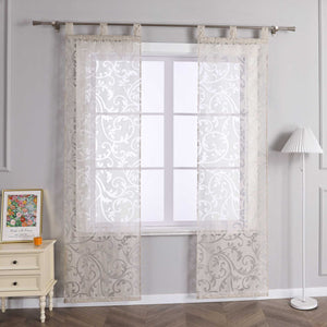 Sliding Panel Curtains Burnout Fabric Panel Curtains with Phoenix-Flower Pattern - Beige, H x W 175 x 57cm