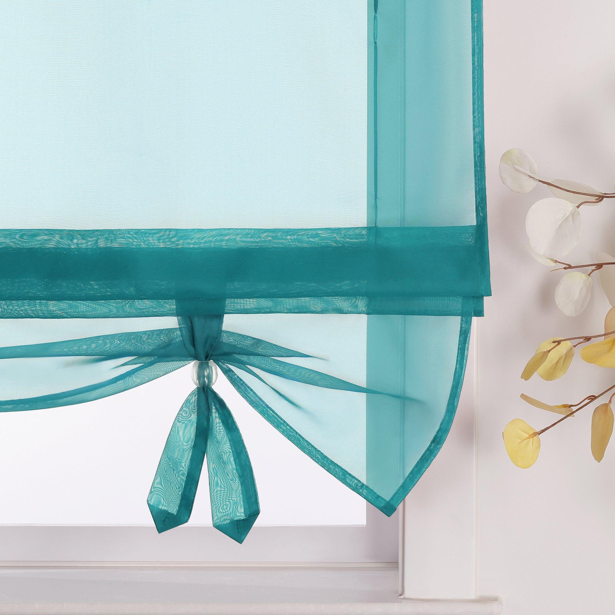 Roman Shade with Curtain Tape Sheer Window Decor Breathable 1 Piece - Green, W x H 140 x 155cm