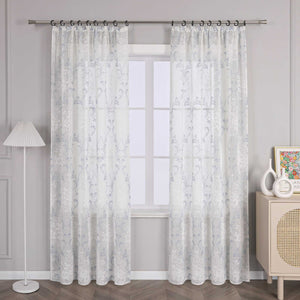 Curtain with Floral Pattern, Solid Color Lightweight Semi-Sheer - Beige, H x W 225 x 140cm