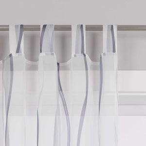 Curtain with Colorful Wave Patterns Sheer 1 Piece - Gray, W x H 140 x 245cm