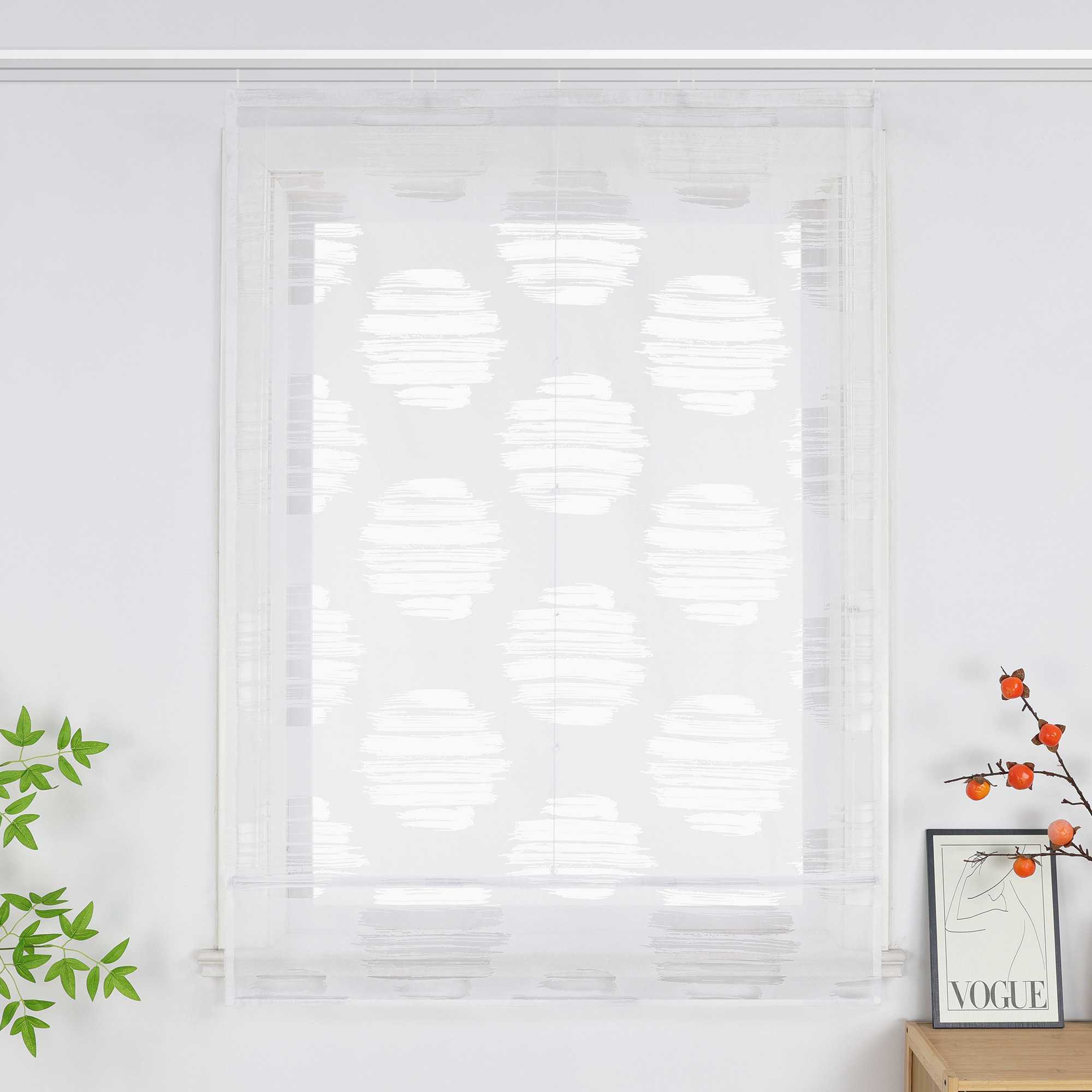 Roman Shade with Wavy Circle Pattern - Track Hanging