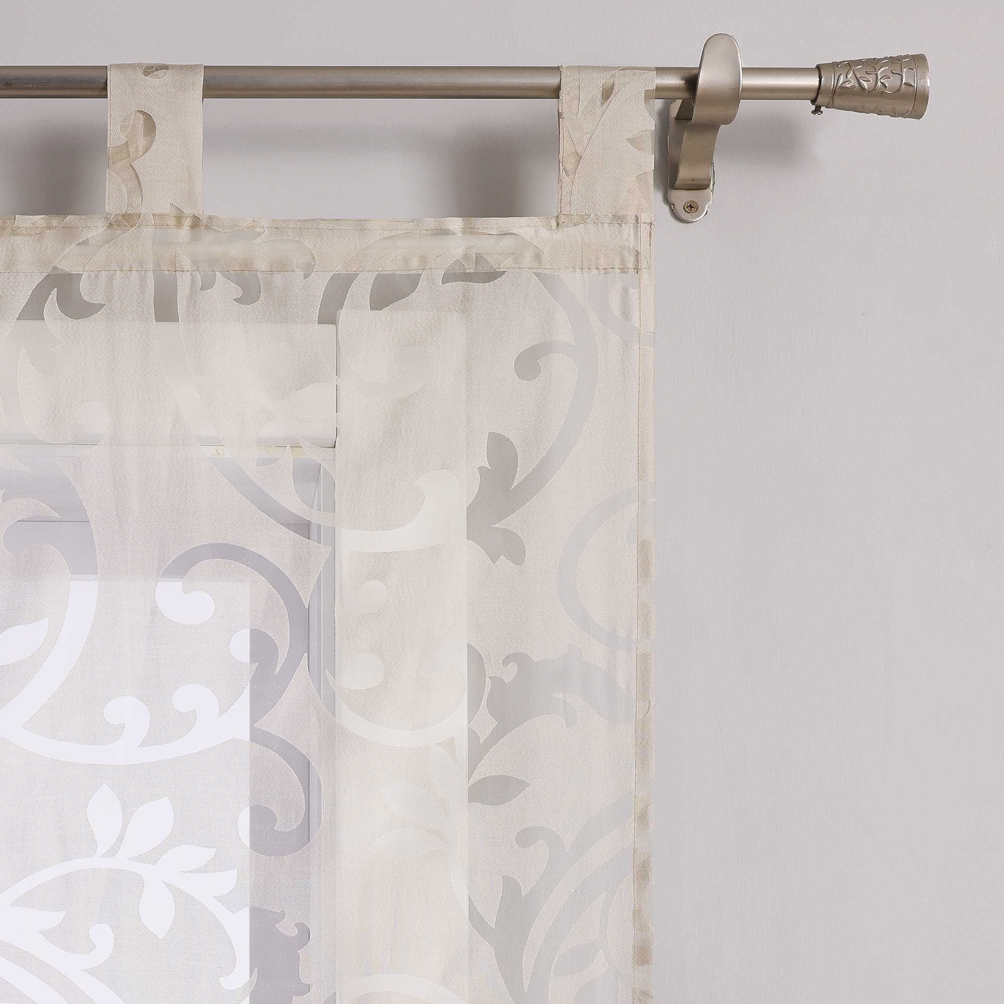Sliding Panel Curtains Burnout Fabric Panel Curtains with Phoenix-Flower Pattern - Beige, H x W 225 x 57cm