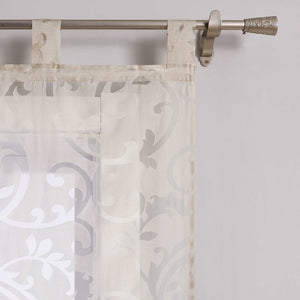 Sliding Panel Curtains Burnout Fabric Panel Curtains with Phoenix-Flower Pattern - Beige, H x W 225 x 57cm