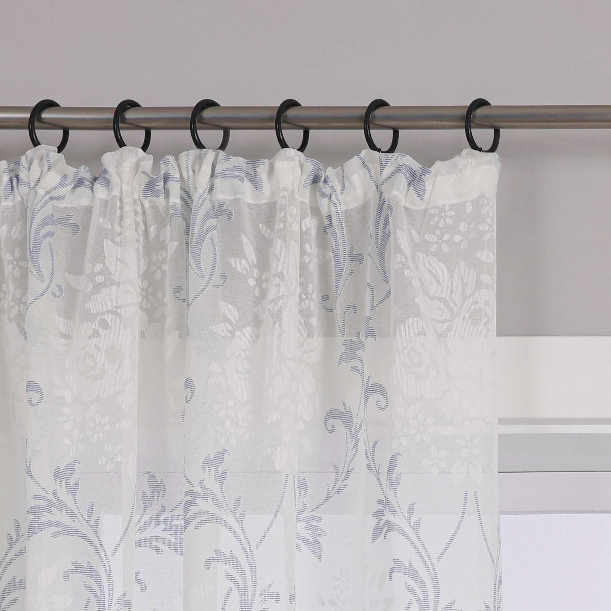 Curtain with Floral Pattern, Solid Color Lightweight Semi-Sheer - Green, H x W 245 x 140cm