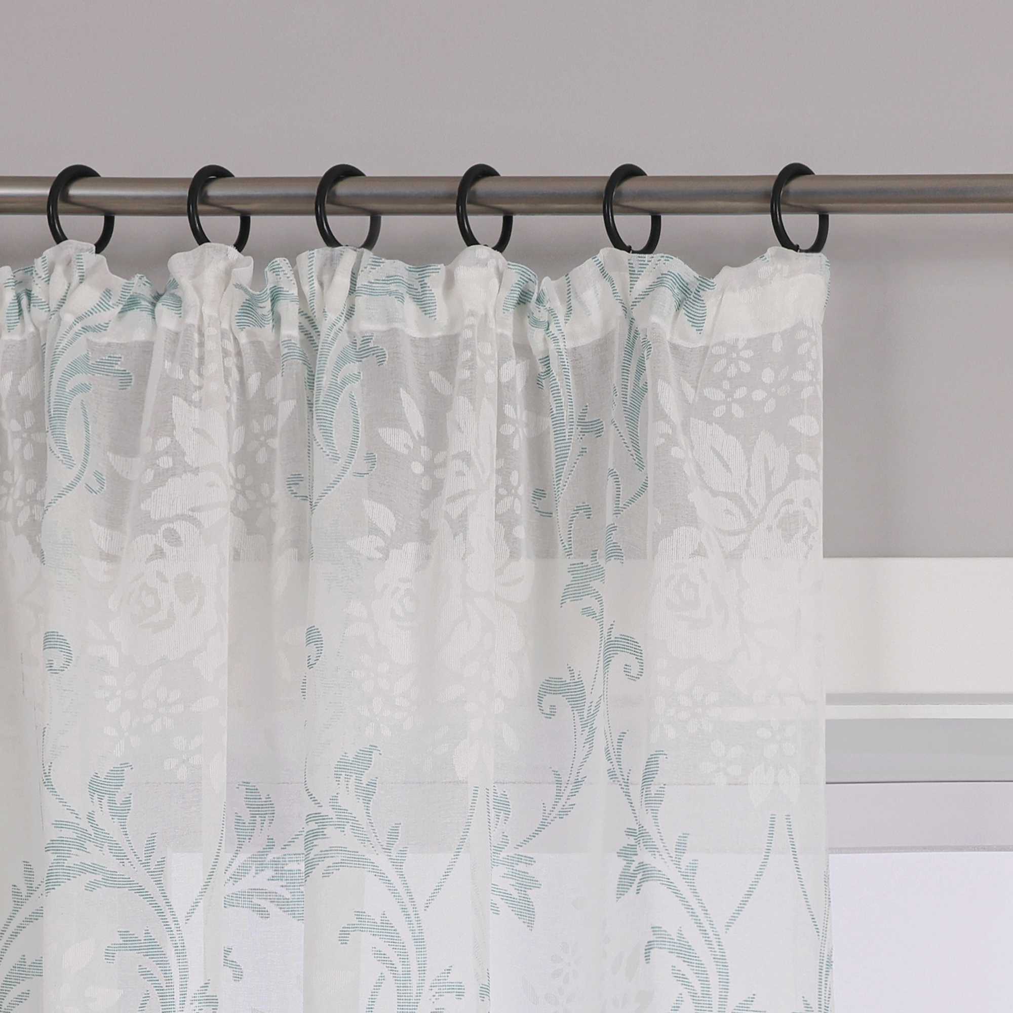Curtain with Floral Pattern, Solid Color Lightweight Semi-Sheer