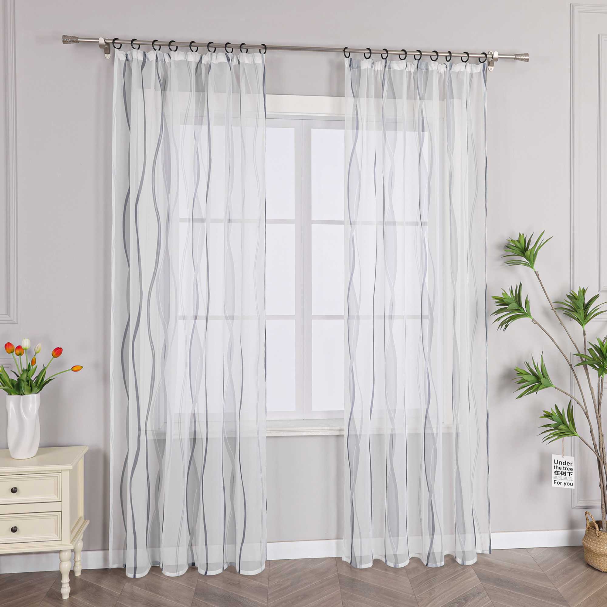 Curtain with Curtain Tape - Colorful Wave Pattern 1 Piece - Purple, W x H 140 x 145cm