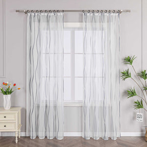 Curtain with Curtain Tape - Colorful Wave Pattern 1 Piece - Gray, W x H 140 x 245cm