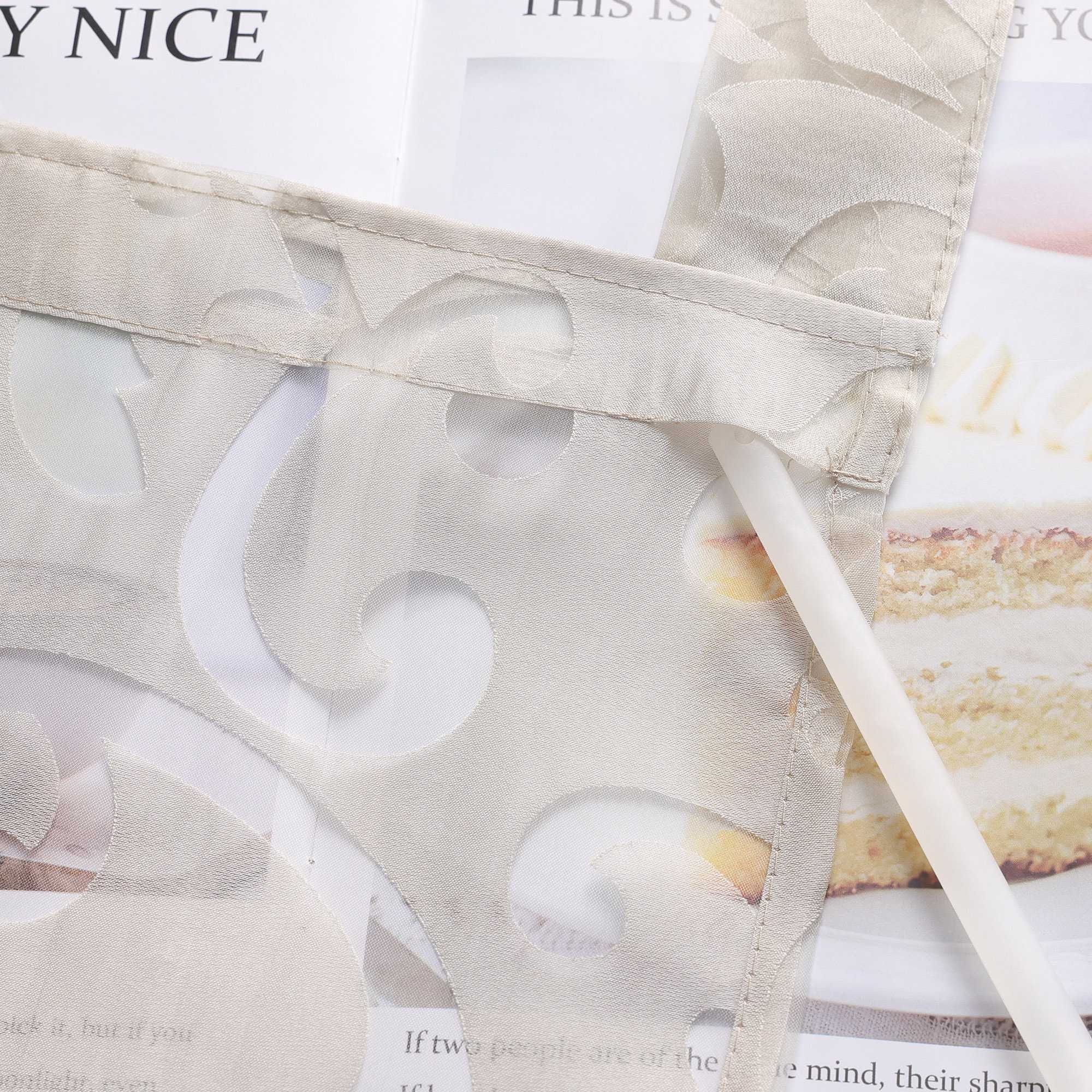 Sliding Panel Curtains Burnout Fabric Panel Curtains with Phoenix-Flower Pattern - White, H x W 145 x 57cm