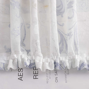 Curtain with Floral Pattern, Solid Color Lightweight Semi-Sheer