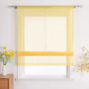 Roman Shade with Rod Pocket Sheer Airy Solid Color 1 Piece - Gray, W x H 140 x 155cm