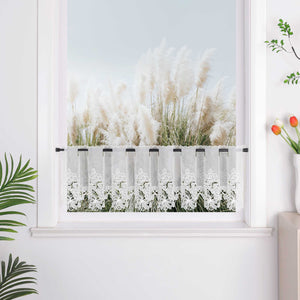 Cafe Curtain with Delicate Floral Designs and Rod Pocket - Deline, White