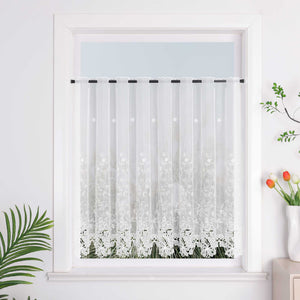 Cafe Curtain with Delicate Floral Designs and Rod Pocket