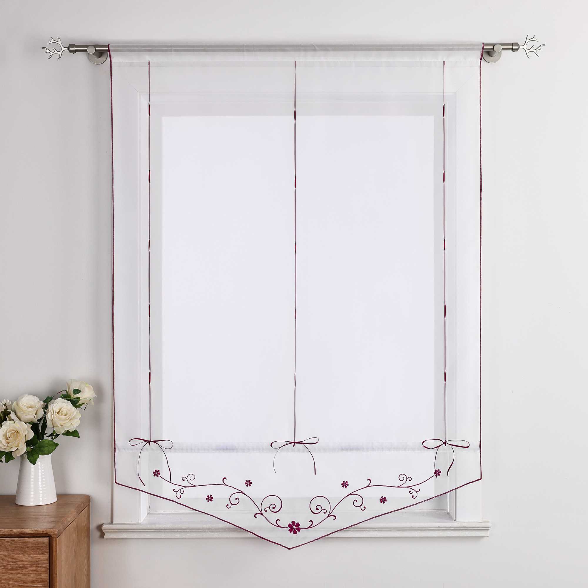 Roman Shade with Floral Pattern Modern Sheer 1 Piece