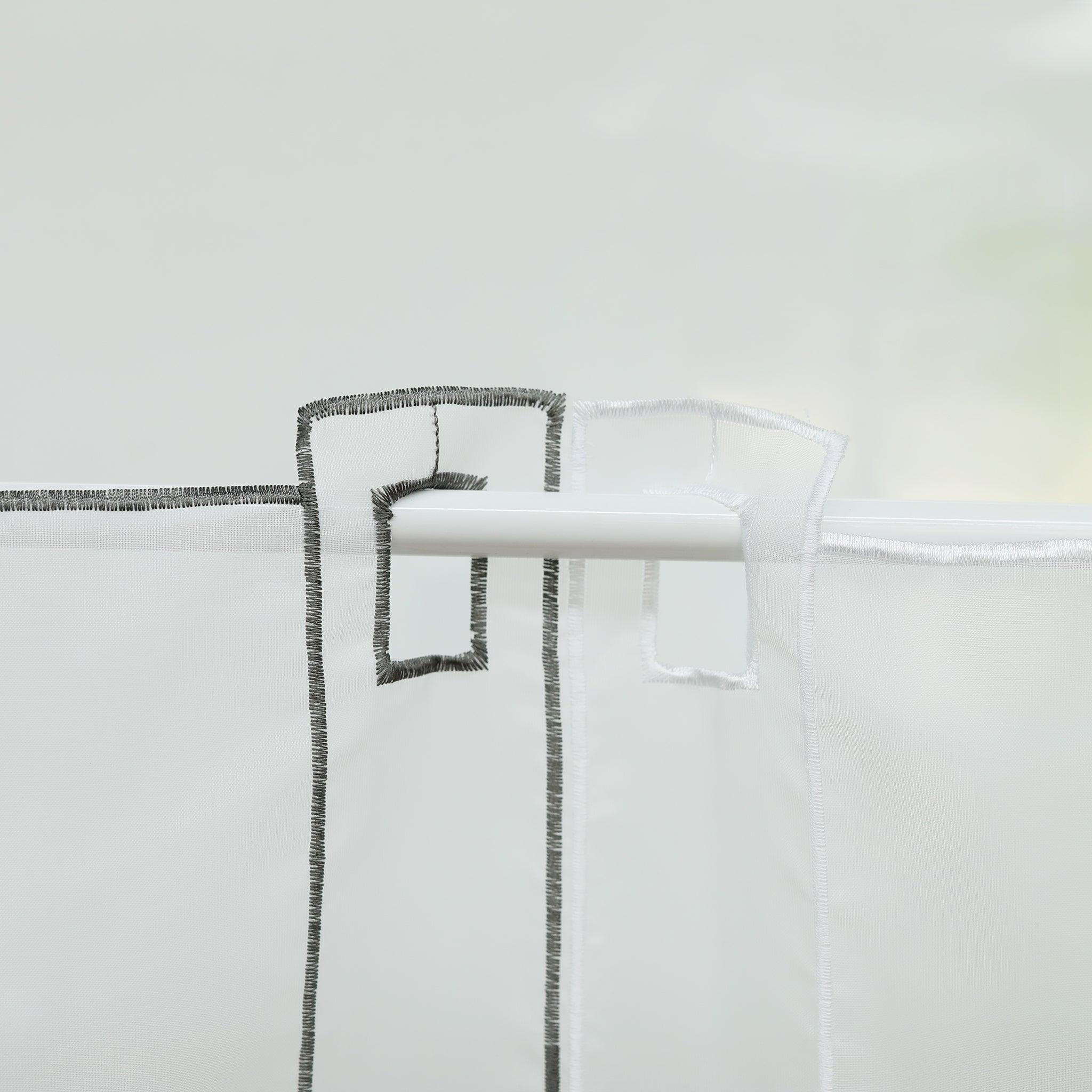 Cafe Curtain Sheer Circle Pattern Light-Filtering 1 Piece - White, H x W 60 x 144cm