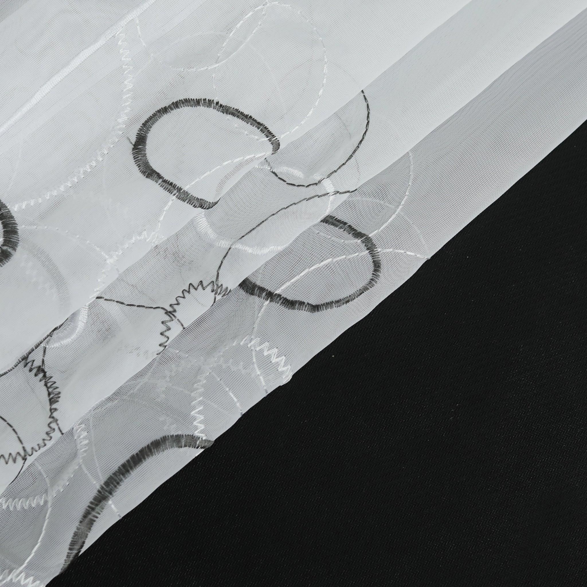 Cafe Curtain Sheer Circle Pattern Light-Filtering 1 Piece - Gray, H x W 30 x 128cm