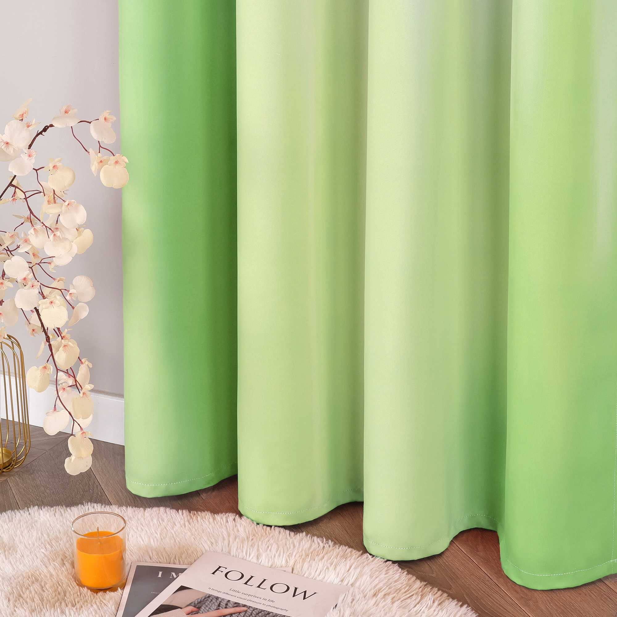 Blackout Curtain with Gradient Grommet Curtain Panel 1 Piece - Gray, H x W 245 x 135cm