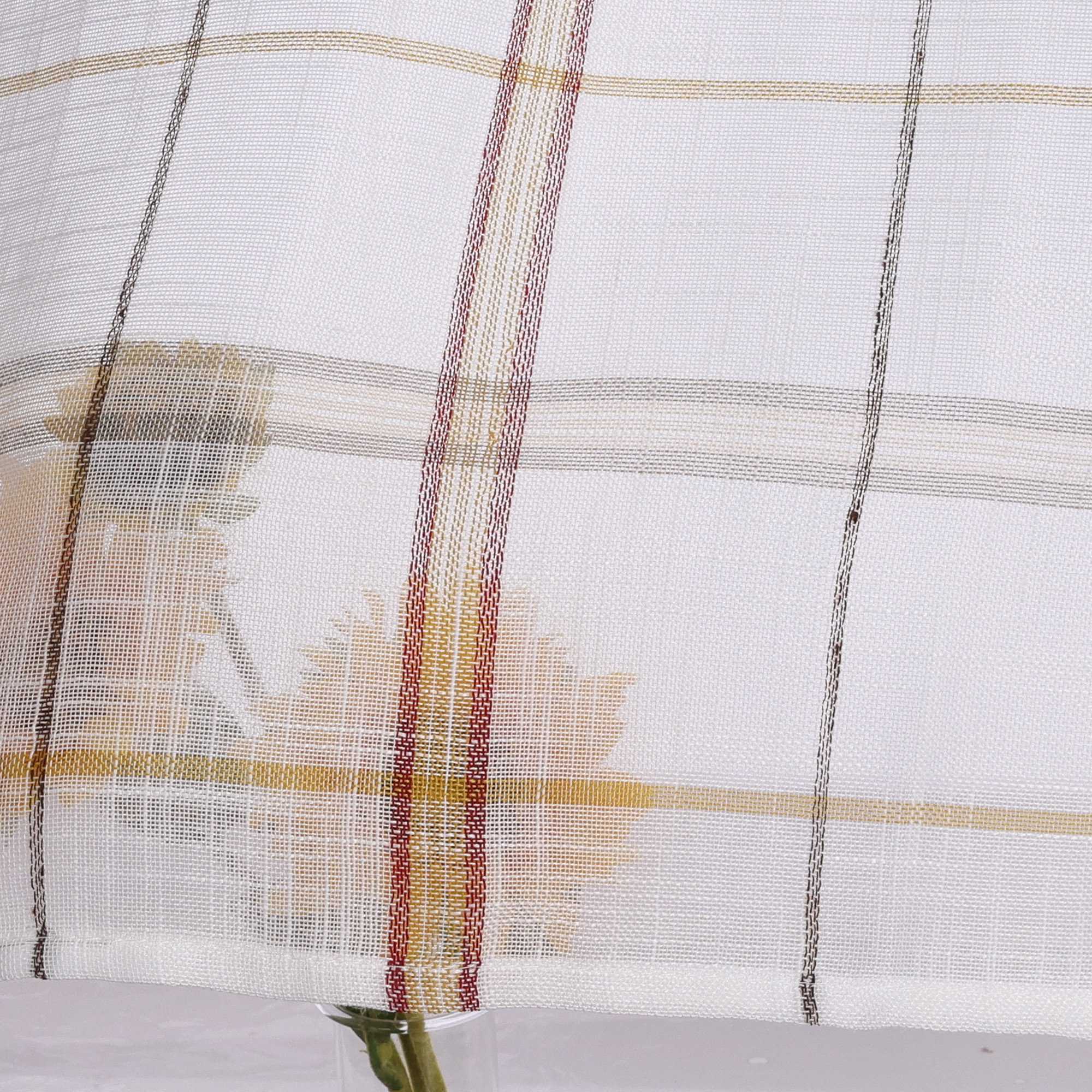 Cafe Curtains in Linen-Look Fabric with Check Pattern Set of 2 - Red, H x W 90 x 90cm