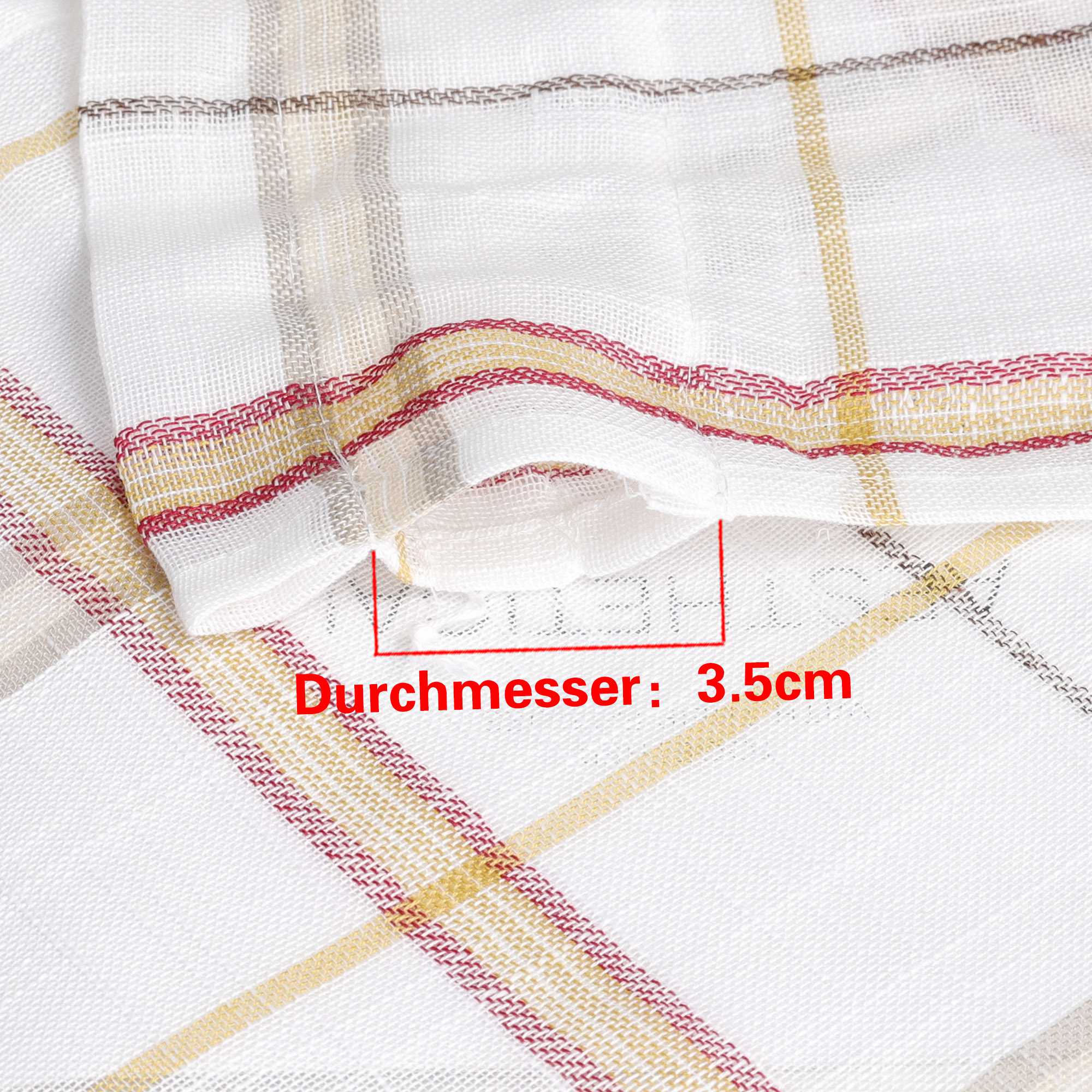 Cafe Curtain with Modern Check Pattern in Linen-Look Fabric Set of 2 - Red, H x W 60 x 145cm