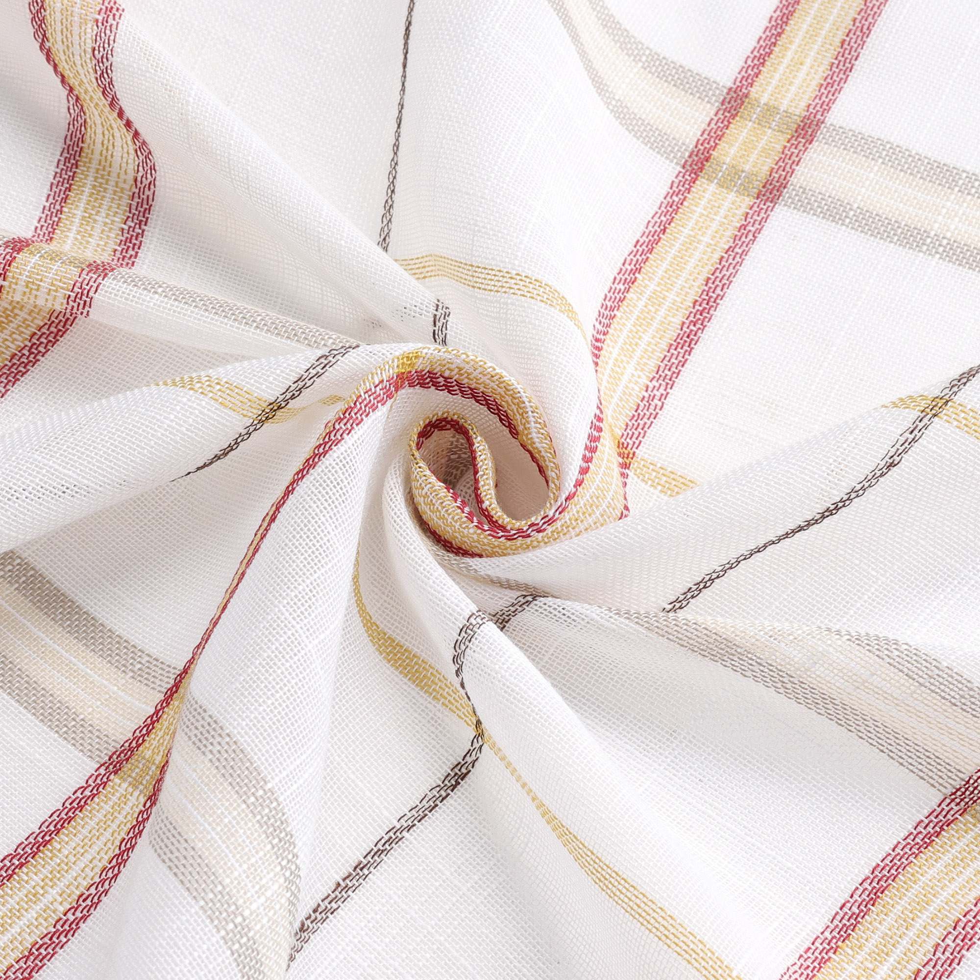 Roman Shade with V-Shaped Tab Tops in Linen-Look Fabric with Check Pattern - Green, W x H 60 x 140cm