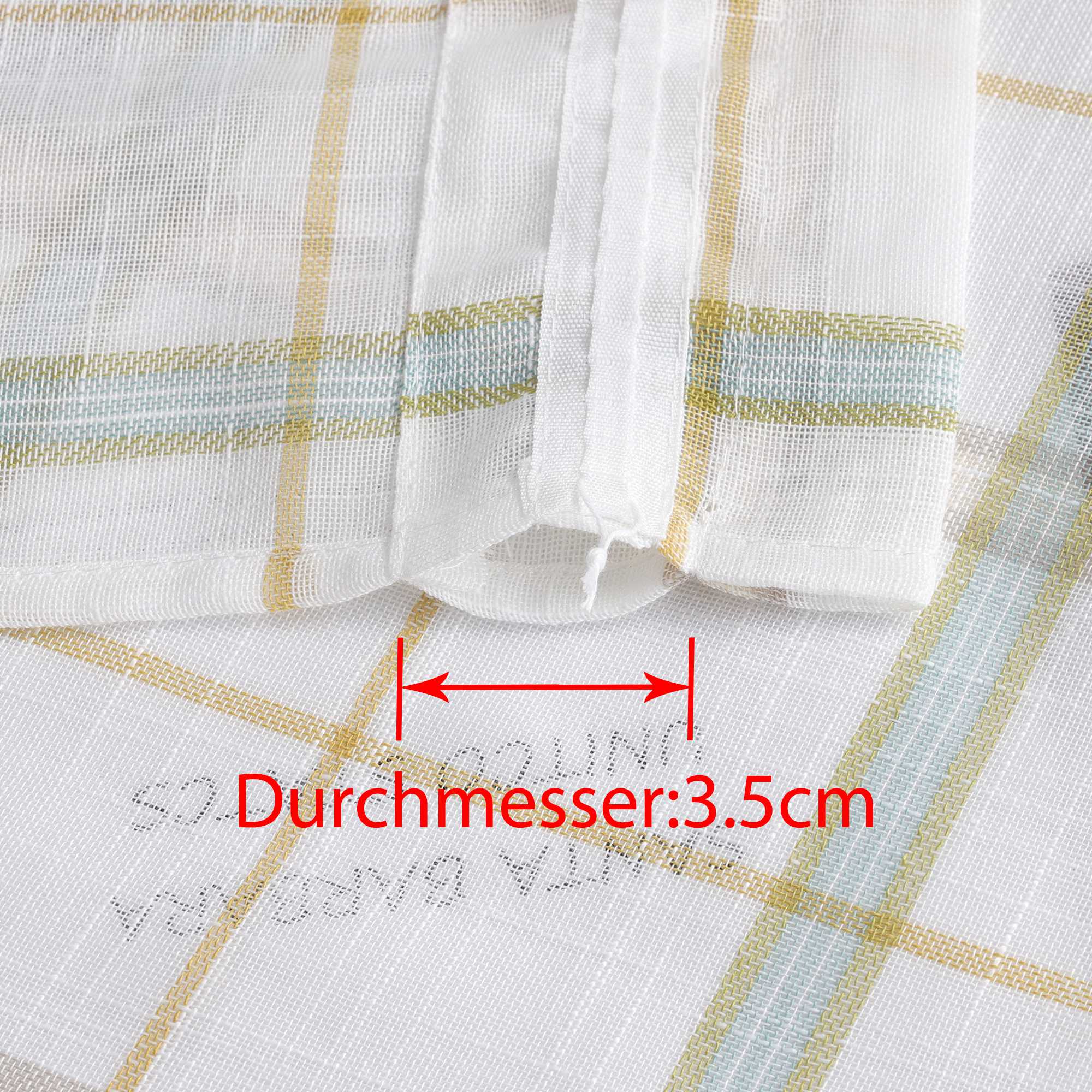 Cafe Curtain with Modern Check Pattern in Linen-Look Fabric Set of 2 - Gray, H x W 45 x 90cm