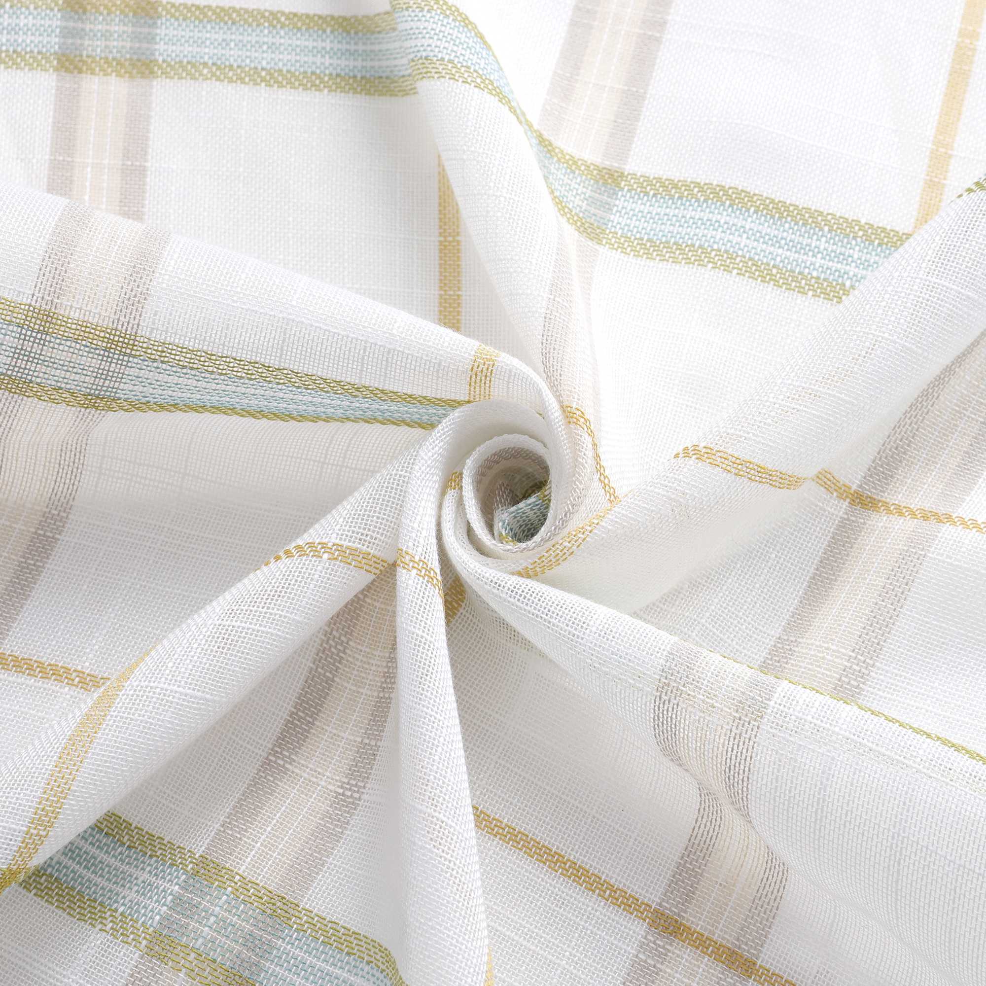 Cafe Curtains in Linen-Look Fabric with Check Pattern Set of 2 - Gray, H x W 45 x 90cm