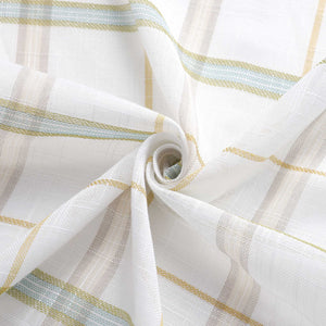 Cafe Curtains in Linen-Look Fabric with Check Pattern Set of 2 - Gray, H x W 45 x 90cm