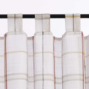 Cafe Curtains in Linen-Look Fabric with Check Pattern Set of 2 - Red, H x W 60 x 120cm