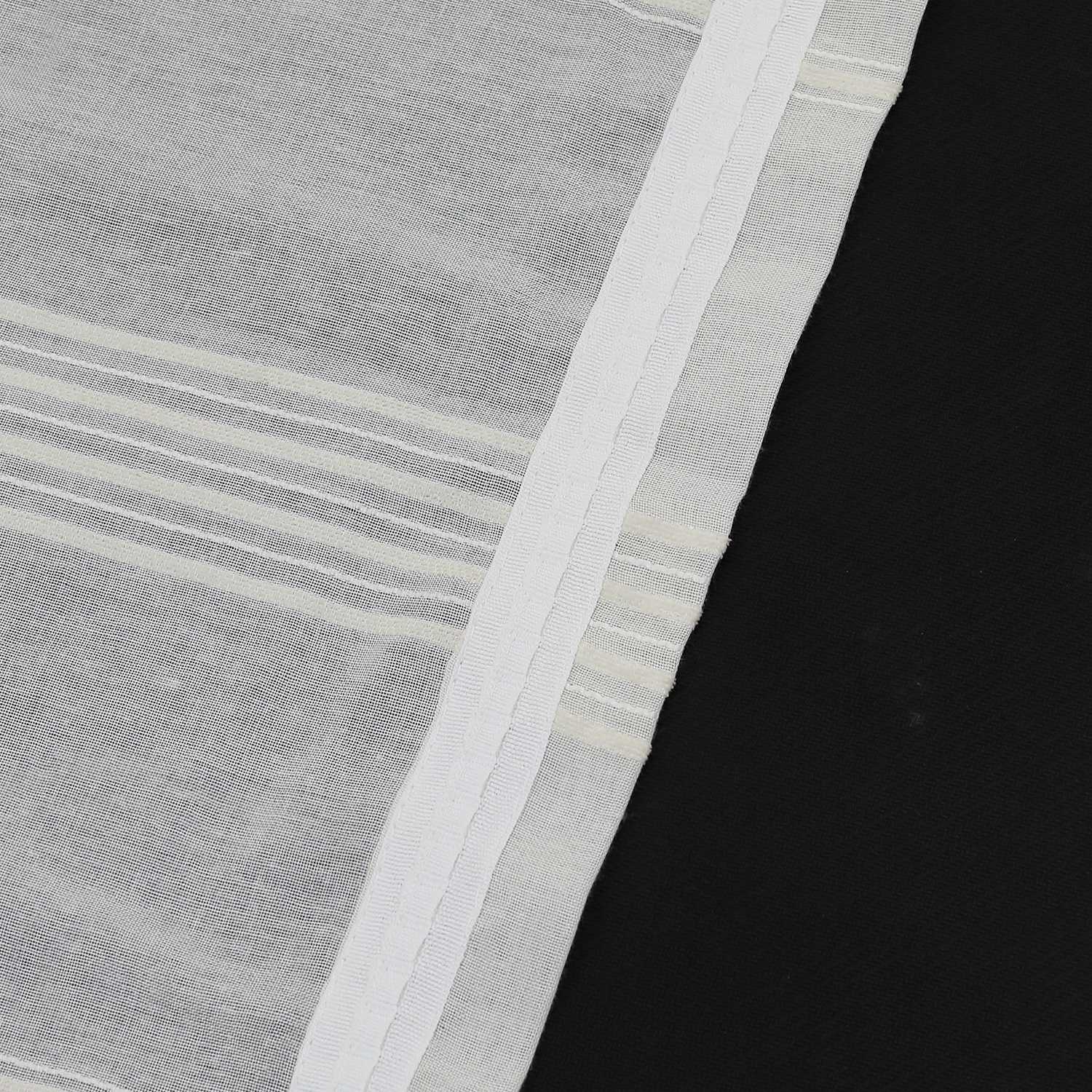 Curtain Set of 2 Voile Curtains with Stripes Sheer - White, Curtain-Tape Panel