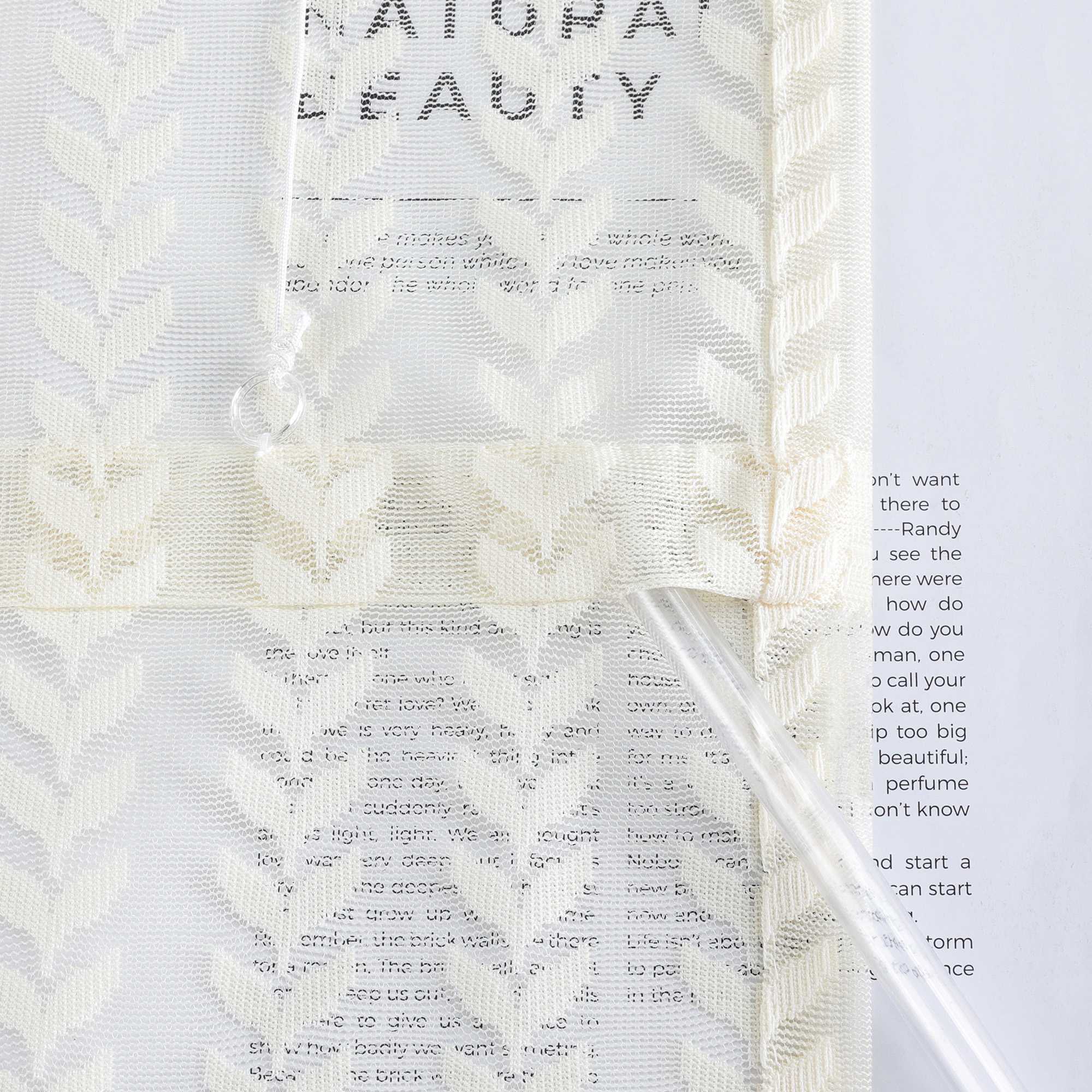 Roman Shade Sheer with Cutout Leaf Pattern and Tab-Top Hanging