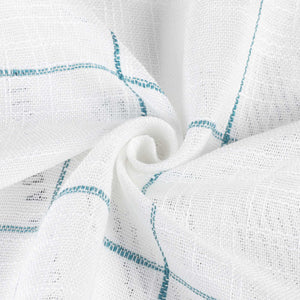 Cafe Curtains with Rod Pocket in Linen-Look Fabric with Ties 1 Piece - White, H x W 70 x 140cm