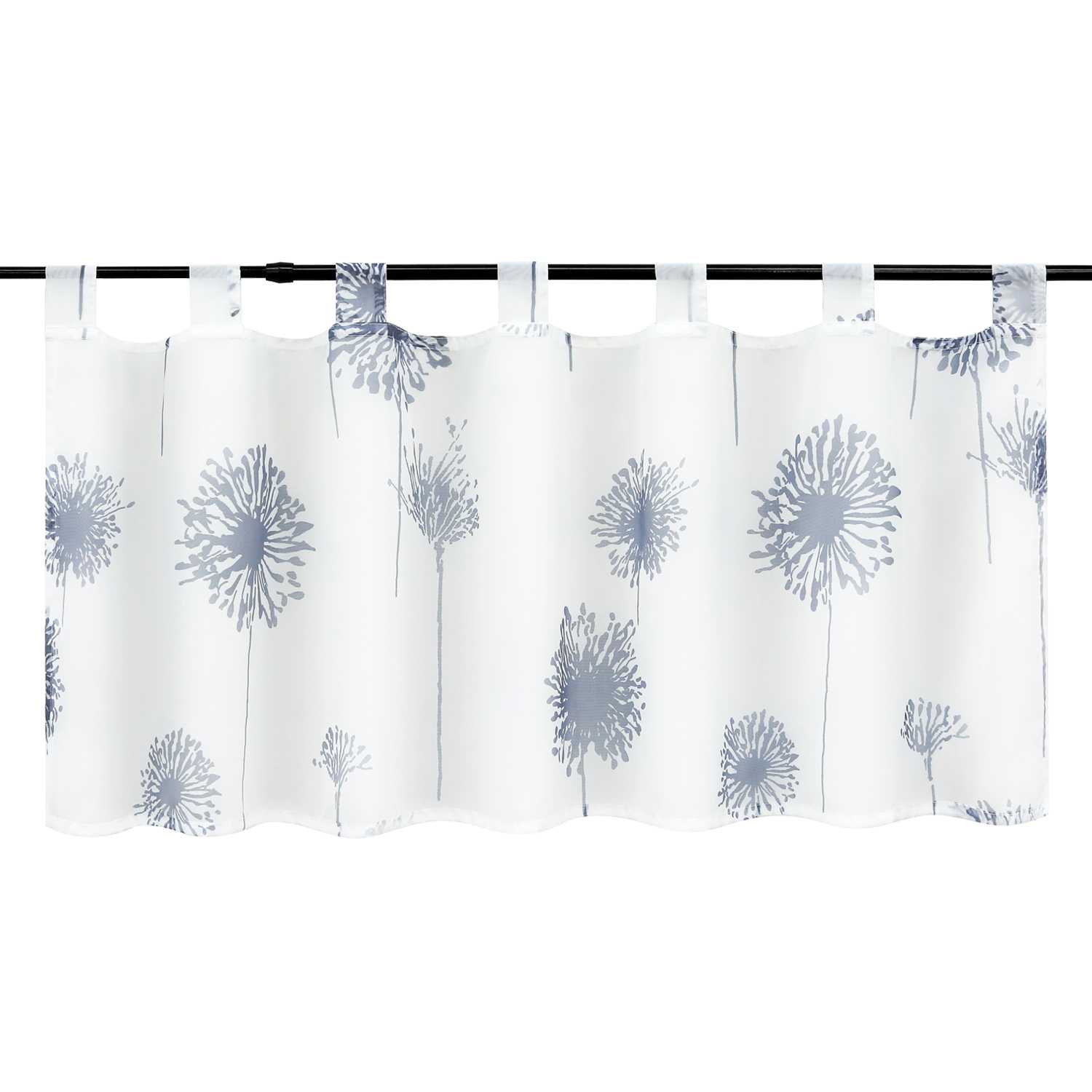 Tab-Top Cafe Curtain Sheer Dandelion Pattern 1 Piece - White, H x W 60 x 90cm