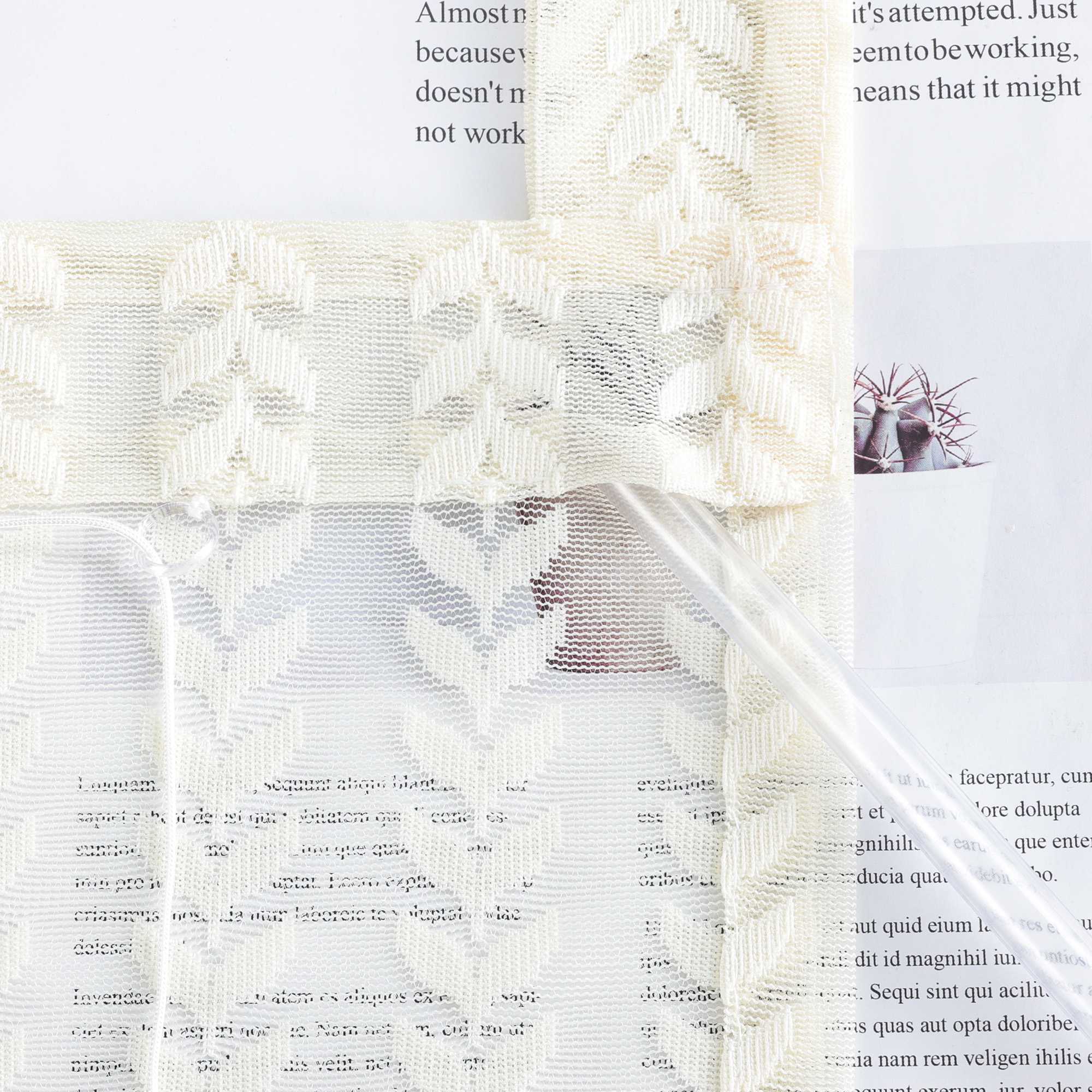 Roman Shade Sheer with Cutout Leaf Pattern and Tab-Top Hanging