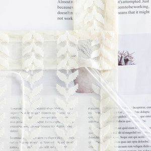 Roman Shade Sheer with Cutout Leaf Pattern and Tab-Top Hanging