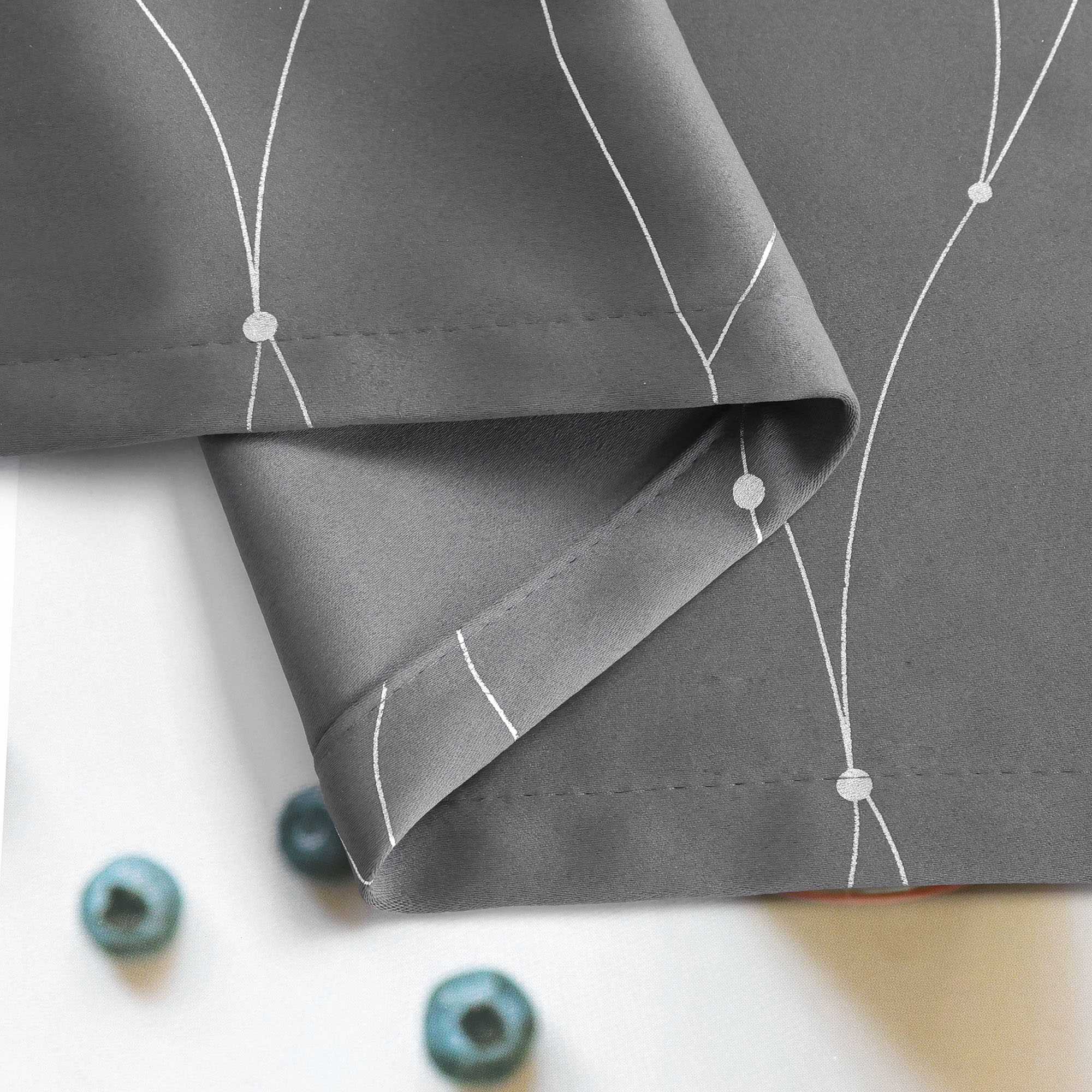 Blackout Grommet Curtain with Silver Accents - Dark Gray, H x W 245 x 140 cm