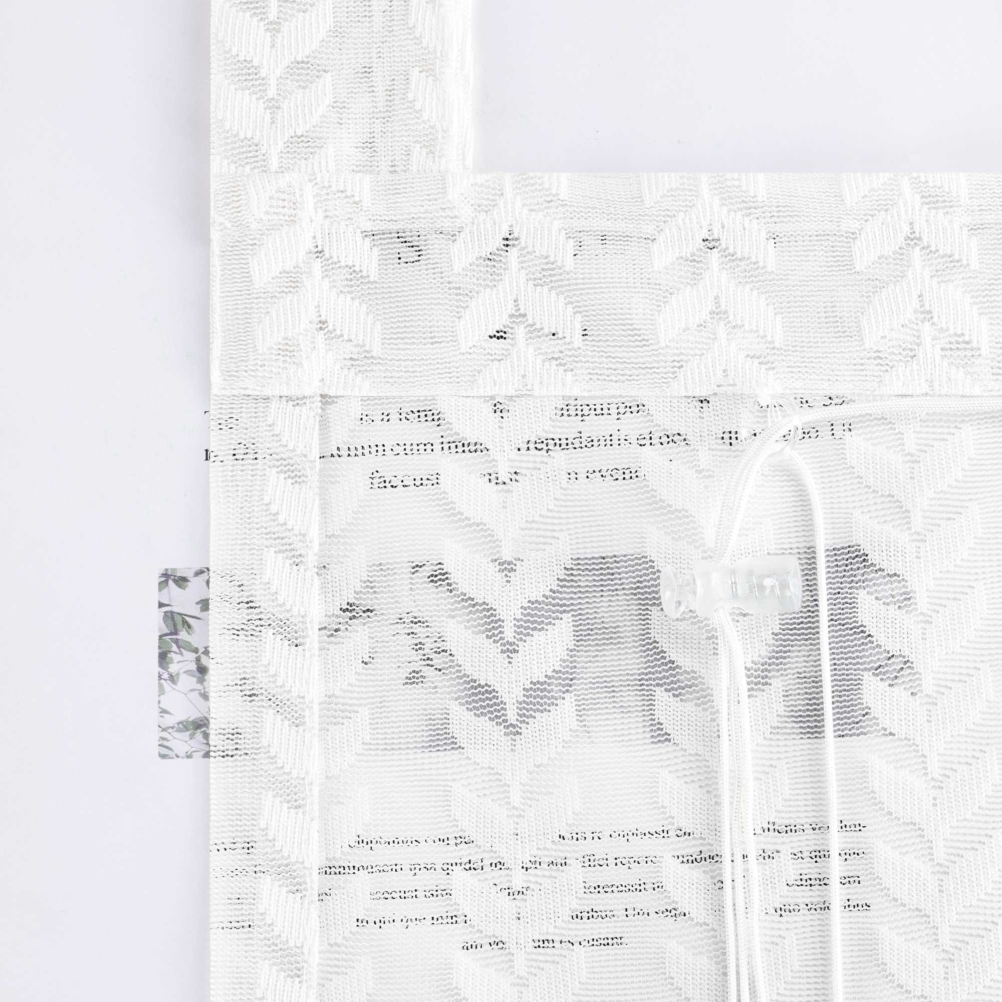 Roman Shade Sheer with Cutout Leaf Pattern and Tab-Top Hanging