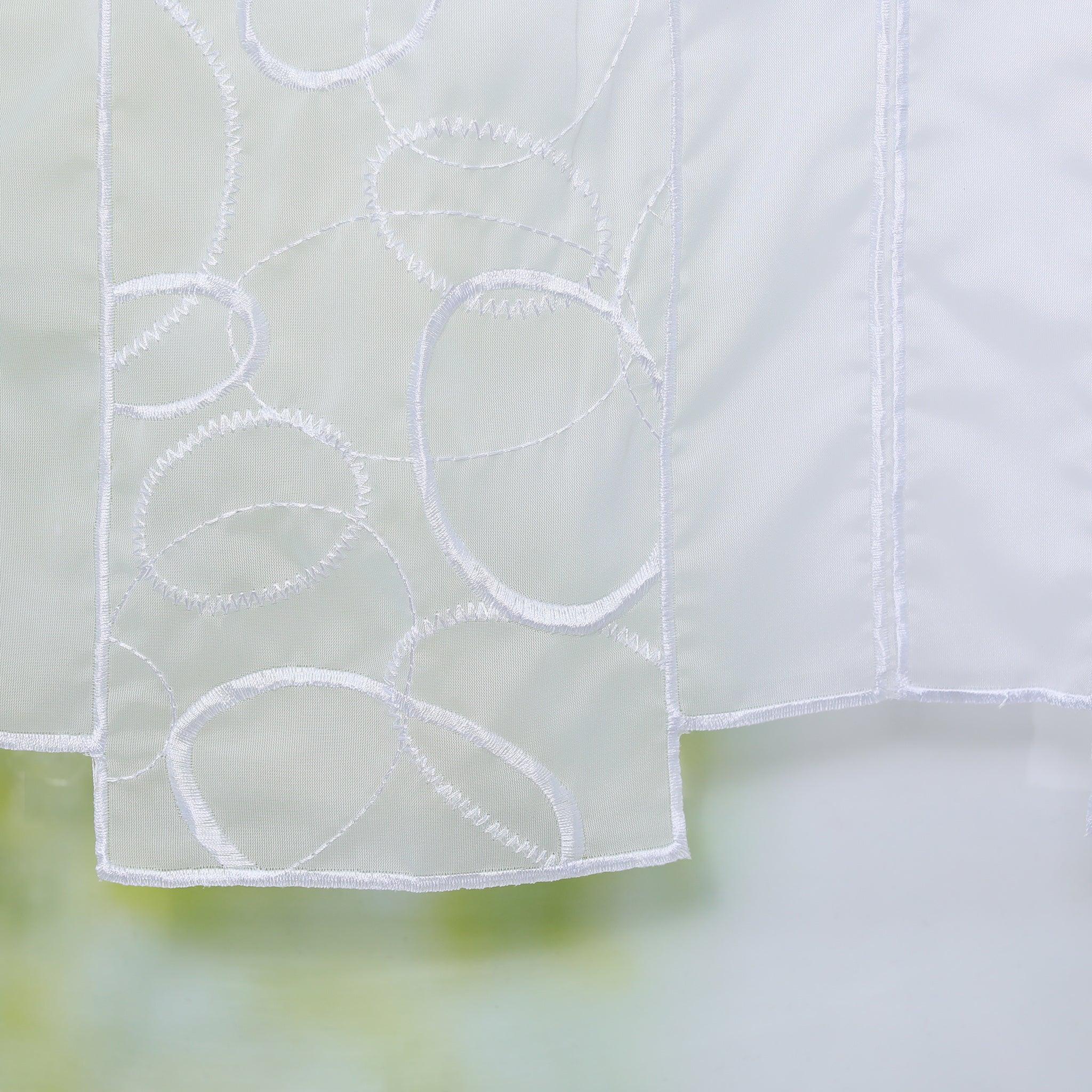 Cafe Curtain Sheer Circle Pattern Light-Filtering 1 Piece - White, H x W 30 x 96cm